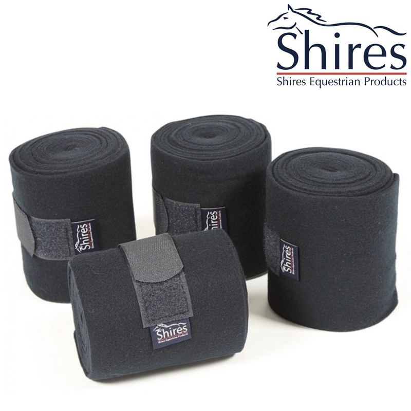Shires Elastic Fleece Bandages 4 Pack - Black 
